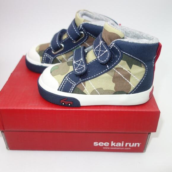 New See Kai Run Matty  Camo Blue  Hi-Top Toddler Shoes Size 5 - Picture 1 of 10